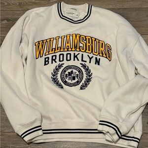 Abercrombie & Fitch Cream Sweatshirt with Black and Yellow Accents